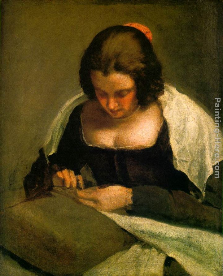 The Needlewoman painting - Diego Rodriguez de Silva Velazquez The Needlewoman art painting